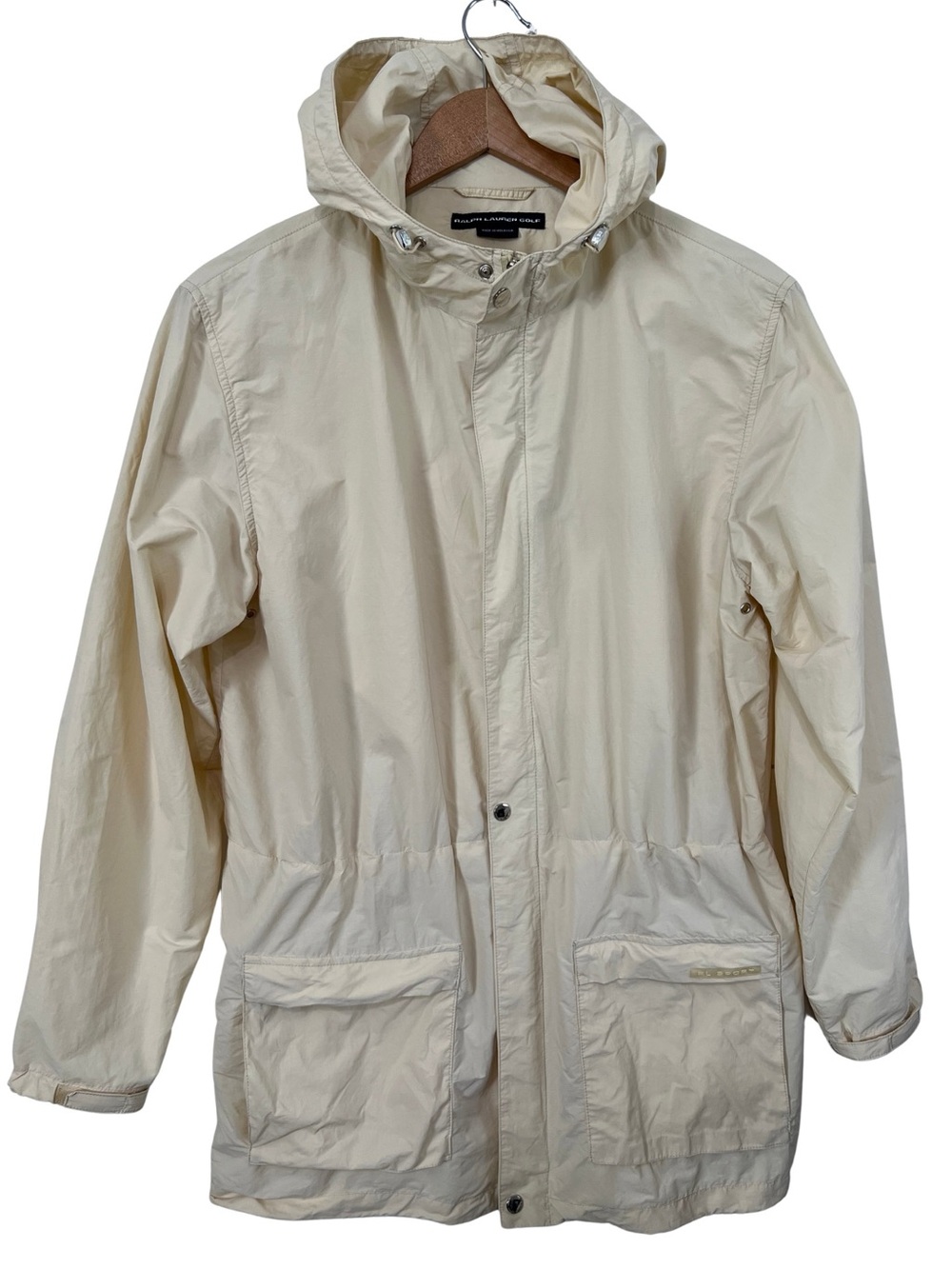 Ralph Lauren Golf RL Sport Hooded Windbreaker Jacket Womens L Beige